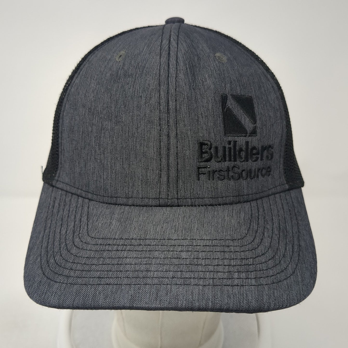 Builders First Source Snapback Trucker Hat Gray OS Adjustable Mesh Back Ivory