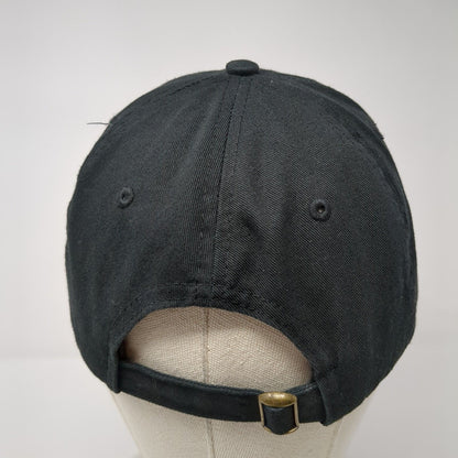Paw Print Slideback Hat Black One Size Adjustable Vented Holes 6 Panel Cotton