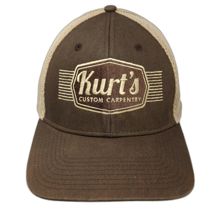 New Era Baseball Cap Brown XL Kurt's Custom Carpentry Mesh Back 39THIRTY Hat