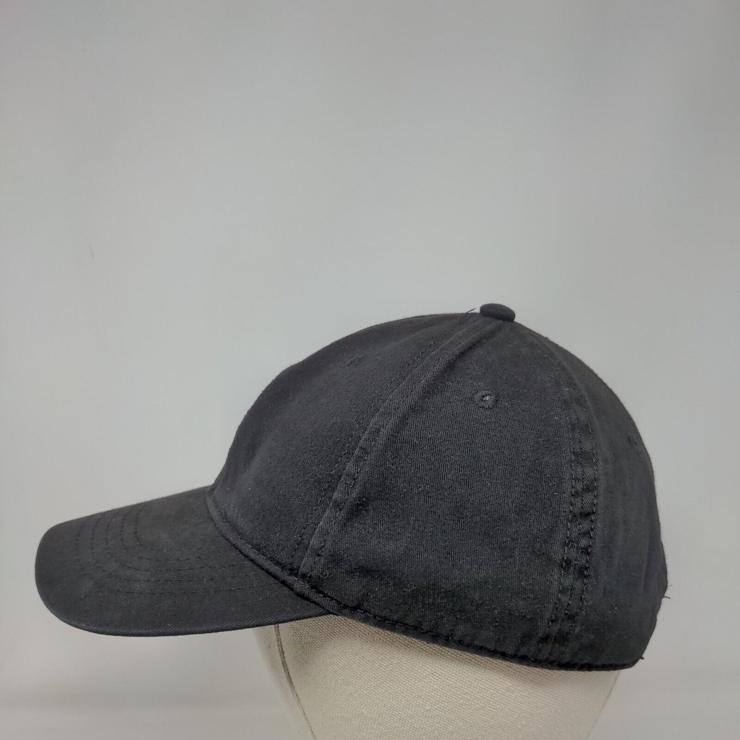 Unbranded Slideback Hat Black OSFM Adjustable Vented Holes 6 Panel Blank