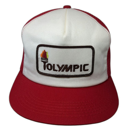K-Brand Trucker Hat Red White One Size Olympic Paint Torch Patch Mesh Snapback