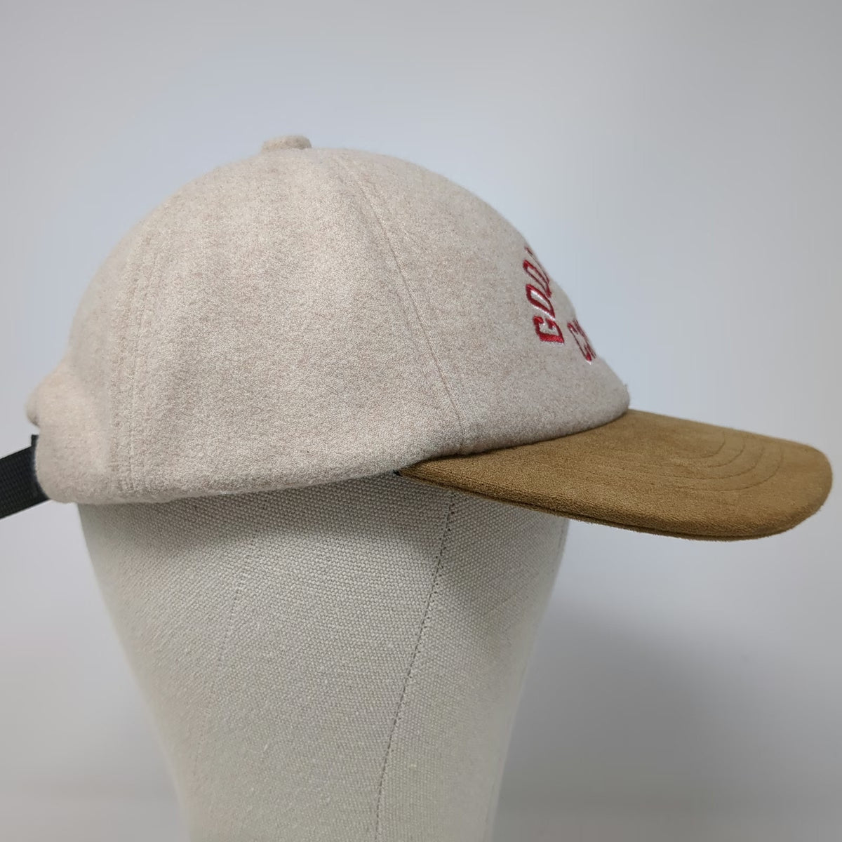 Old Navy Baseball Cap Beige One Size Good Vibes Crew Red Embroidery Fuzzy Hat