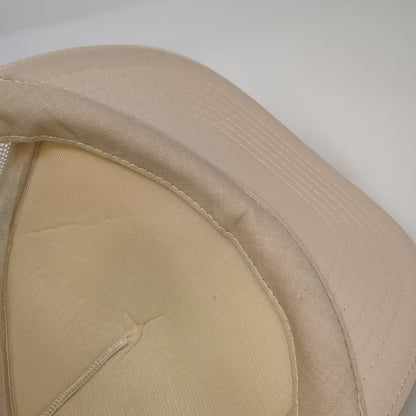 Young An Intelledex Beige Trucker Hat OS Mesh Patch Snapback Graphic Vintage