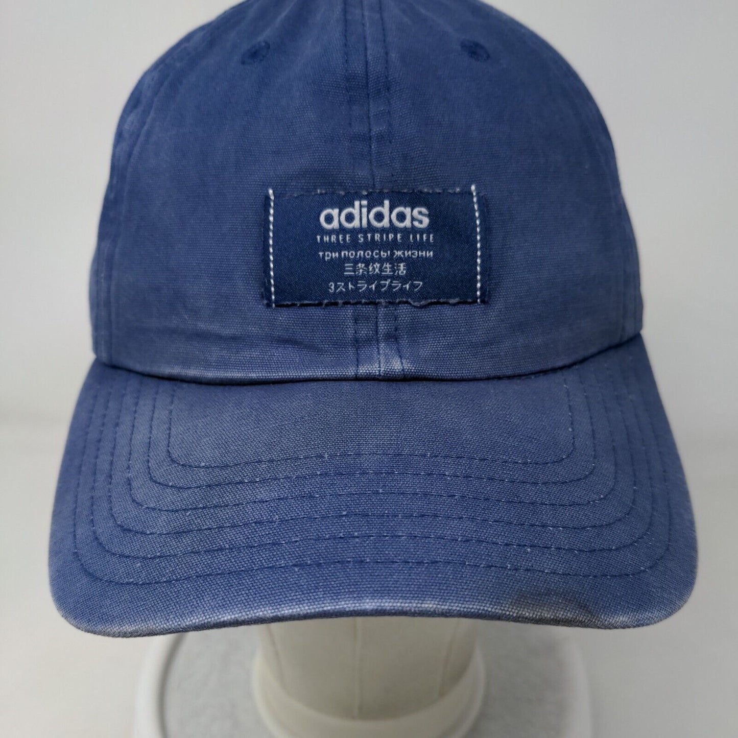 Adidas Three Stripe Life Slideback Hat Blue One Size Climalite 6 Panel