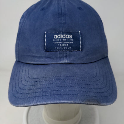 Adidas Three Stripe Life Slideback Hat Blue One Size Climalite 6 Panel