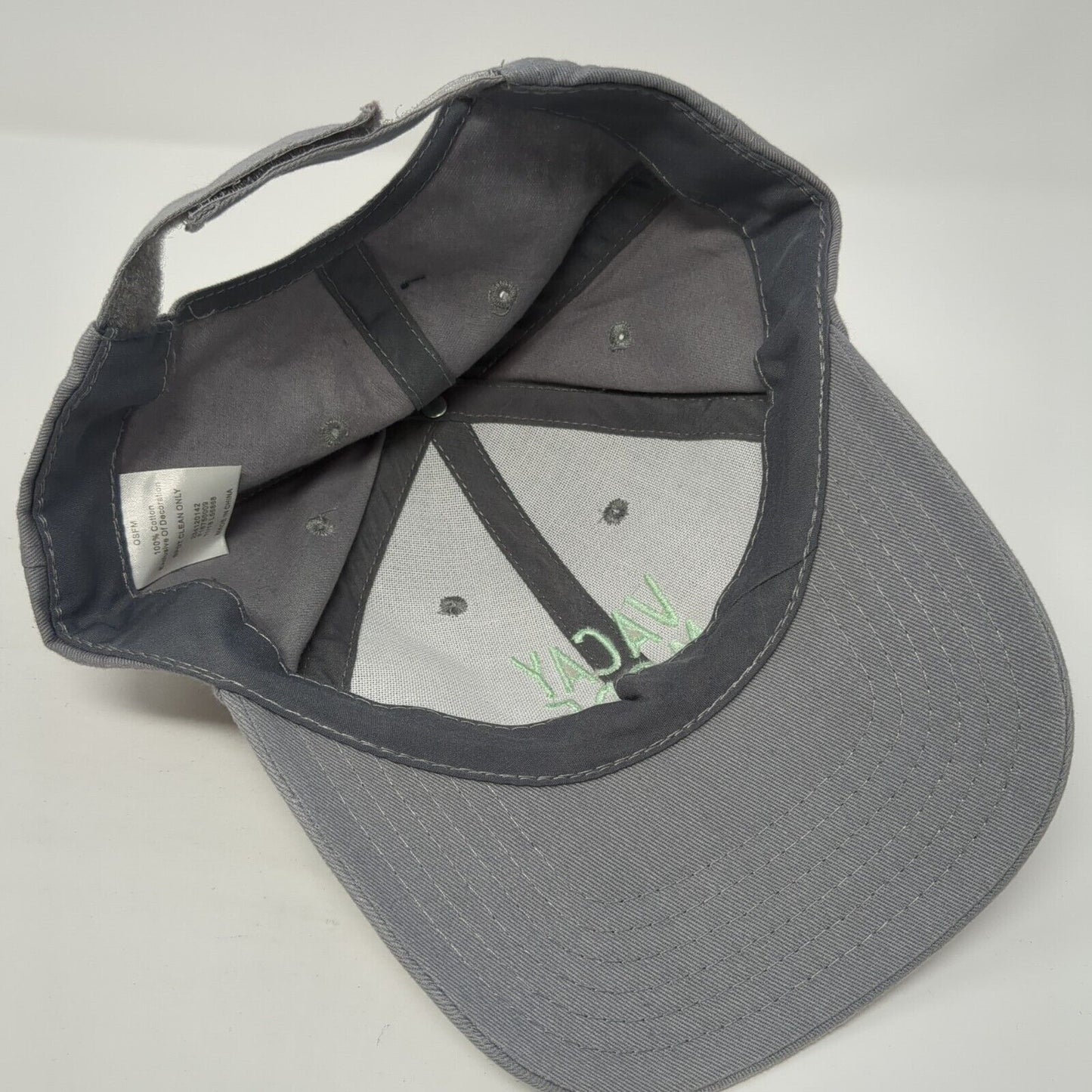 Vacay Mode Strapback Hat Gray One Size Solid Adjustable Embroidered