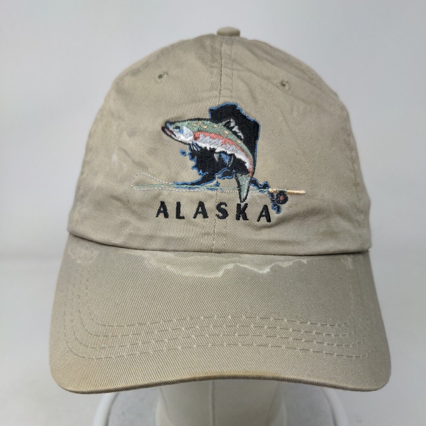 Alaska Arctic Circle Enterprises Fitted Hat Tan Embroidered Logo Fish