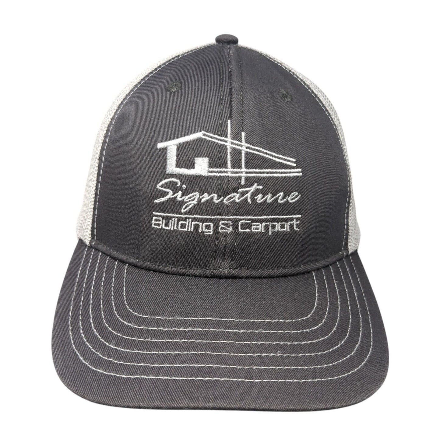 Signature Building & Carport Snapback Trucker Hat Gray OS Adjustable Mesh Otto