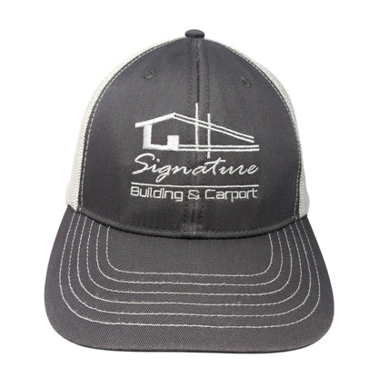 Signature Building & Carport Snapback Trucker Hat Gray OS Adjustable Mesh Otto