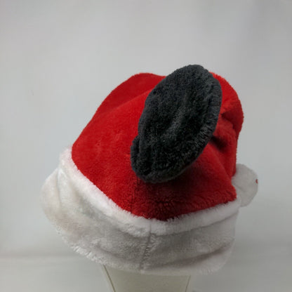 Christmas Mickey Mouse Ears Santa Hat Red One Size Party Costume Cap Disney Ruz