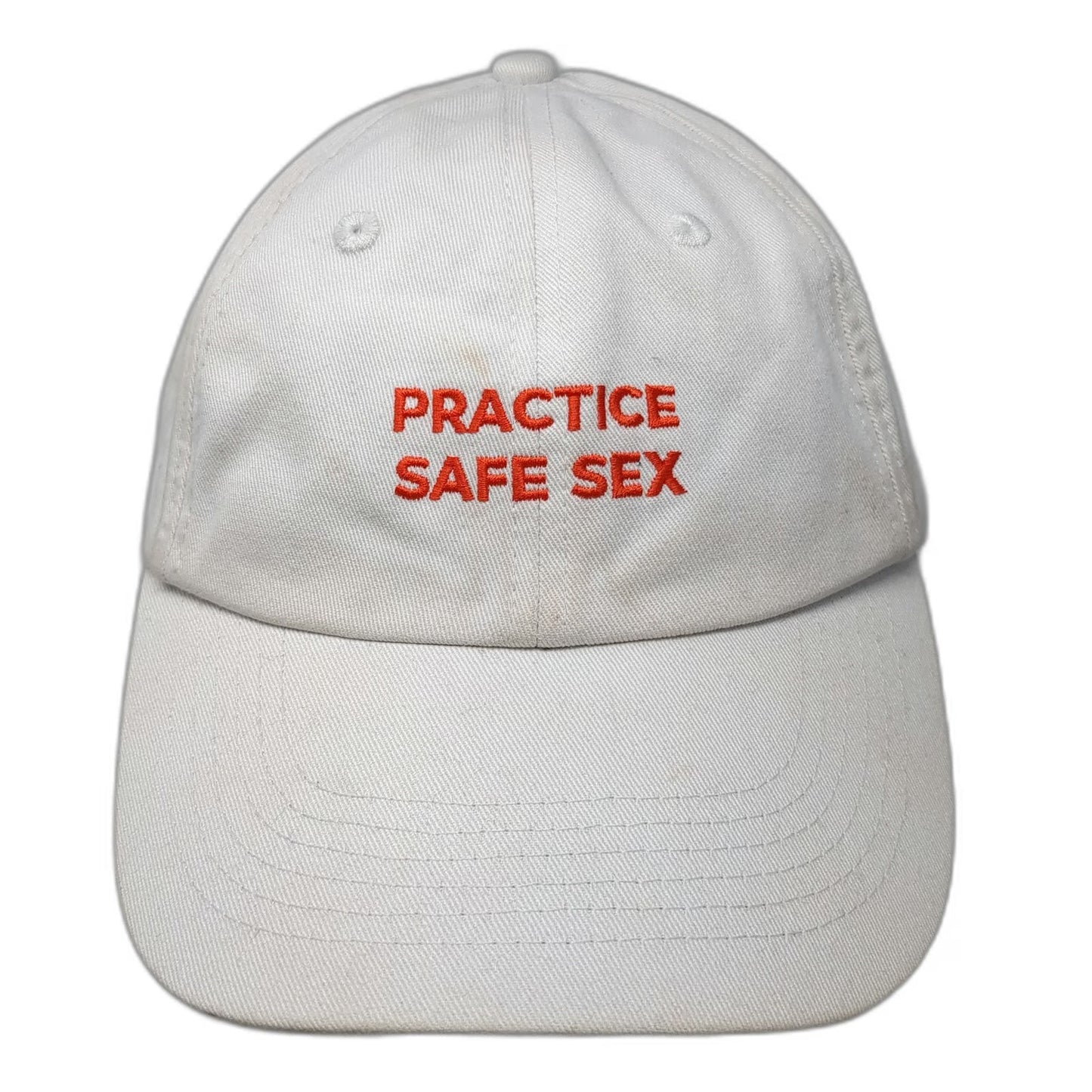 Danny Duncan Practice Safe Sex Baseball Cap White One Size Cotton Slideback Hat
