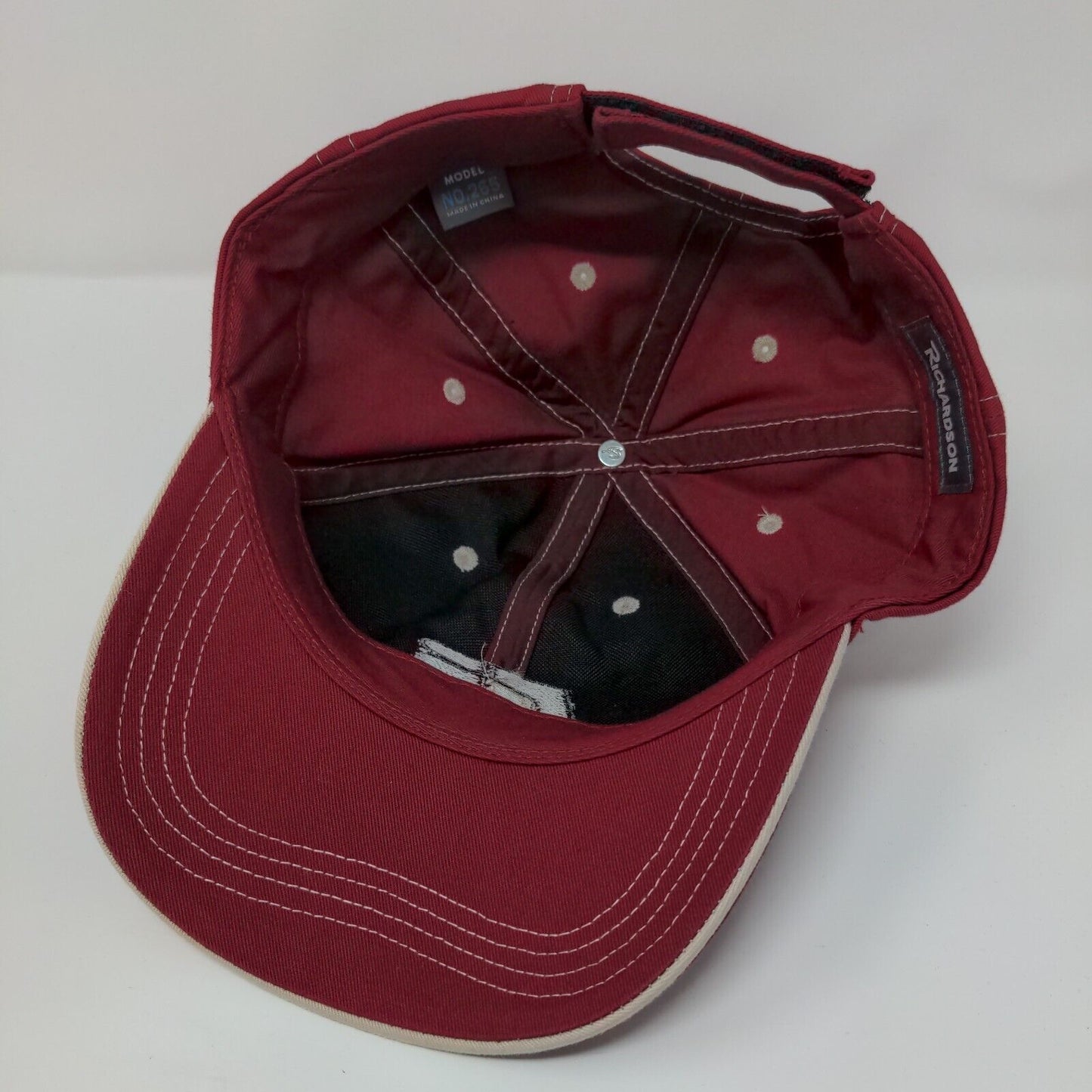 Farm Bureau Ins. Strapback Hat Red OSFA Embroidered Solid Richardson