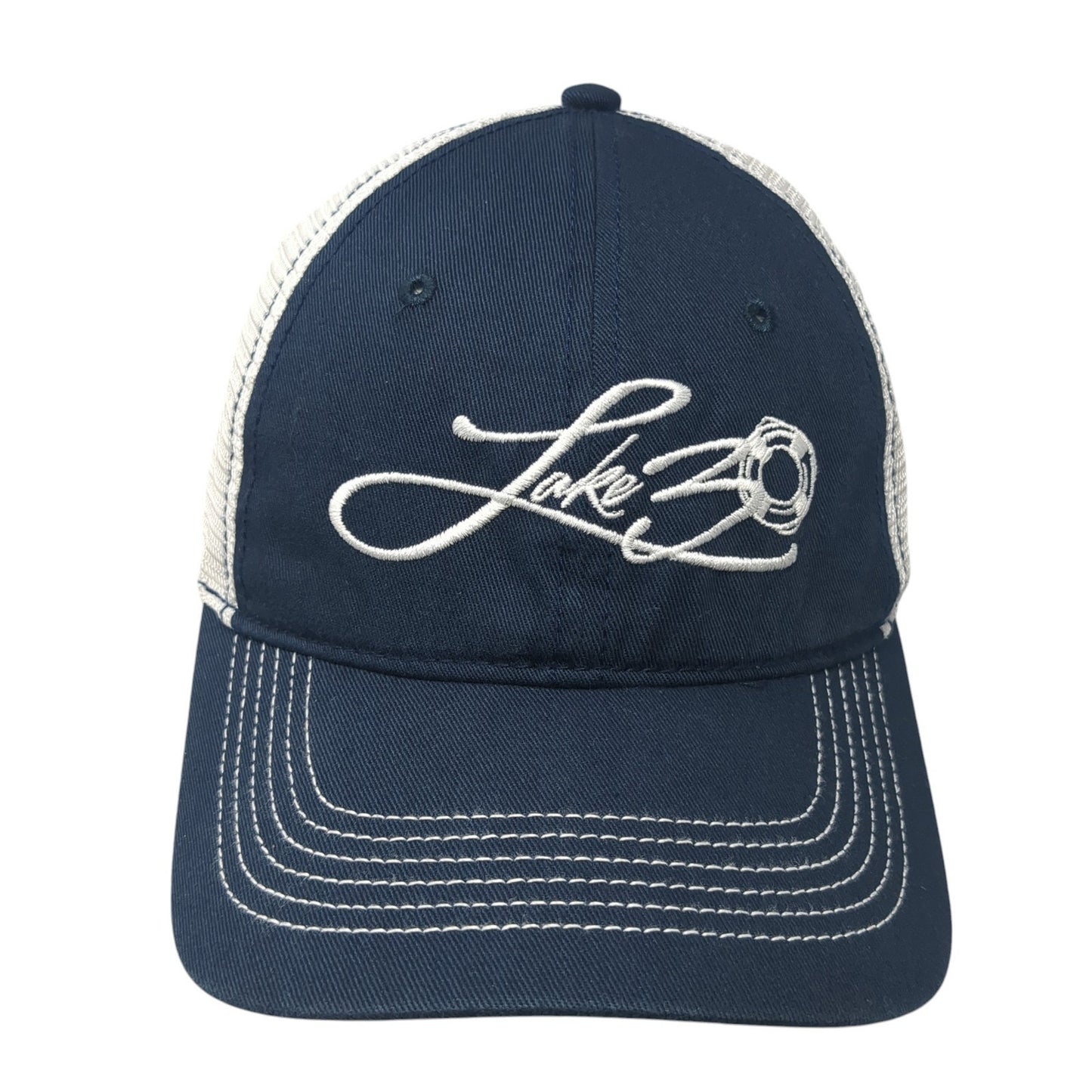 Lake 30 Strapback Trucker Hat Blue One Size Mesh Back Outdoor District