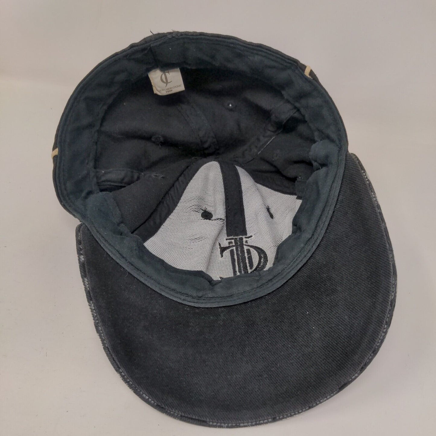 Jacques Cardin Cognac Fitted Hat Black OSFA Adjustable Embroidered Fleur-de-lis