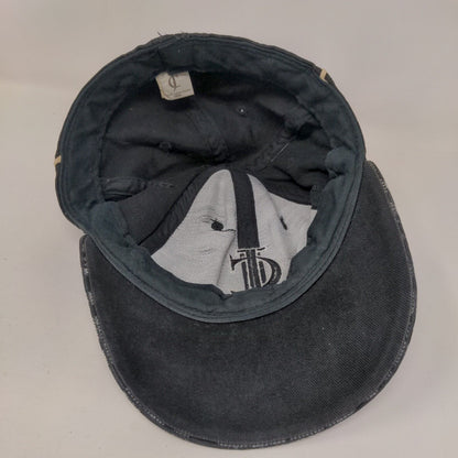Jacques Cardin Cognac Fitted Hat Black OSFA Adjustable Embroidered Fleur-de-lis
