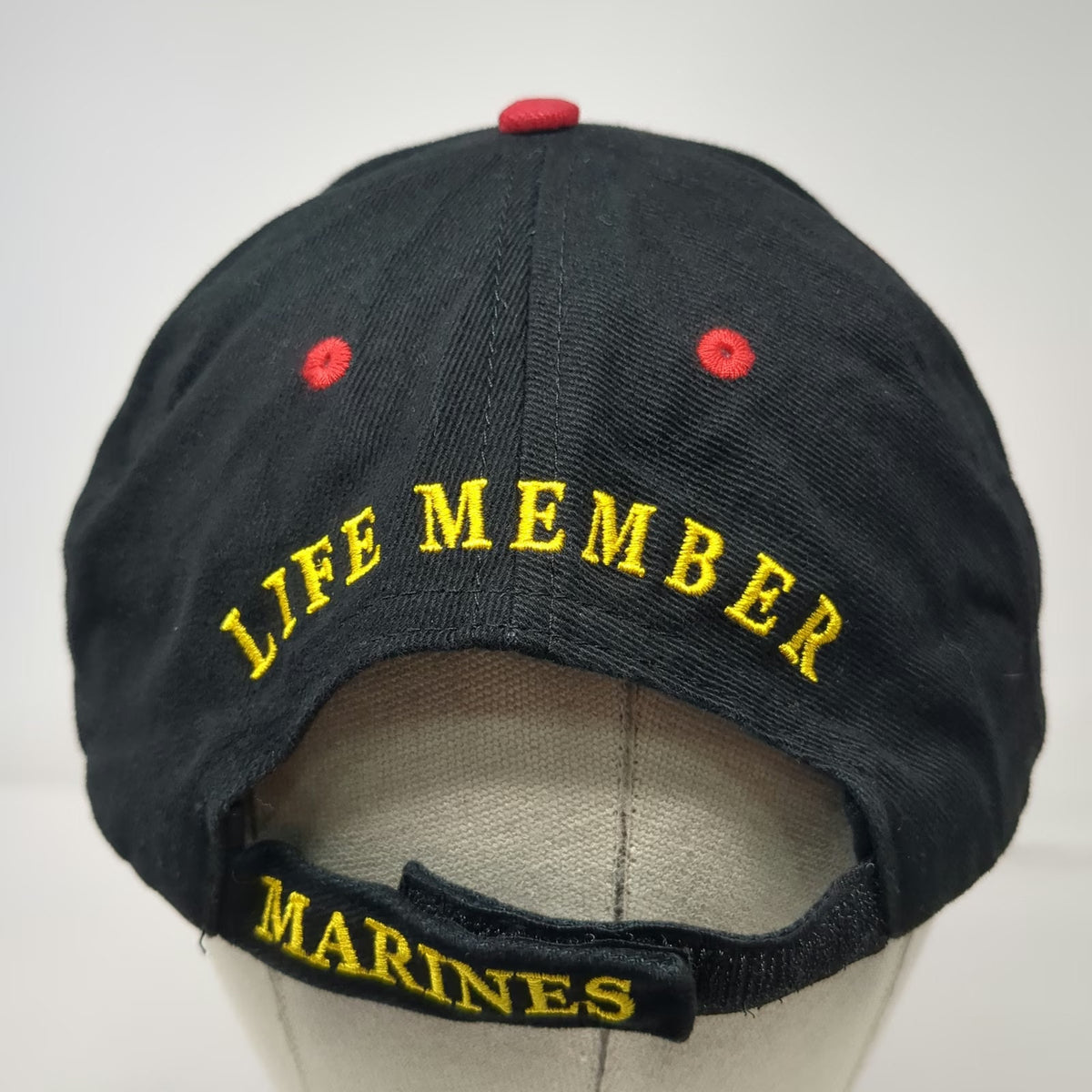 Eagle Emblems Marines Baseball Cap Black Red One Size USMC EGA Life Member Hat
