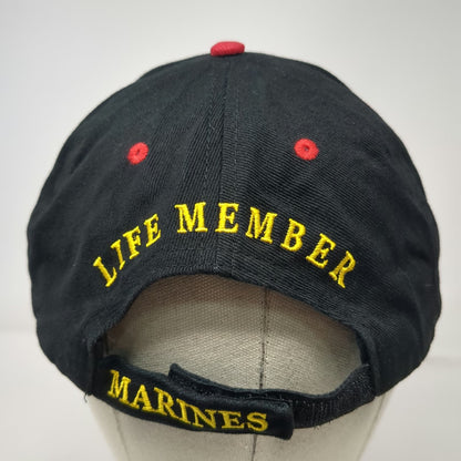 Eagle Emblems Marines Baseball Cap Black Red One Size USMC EGA Life Member Hat