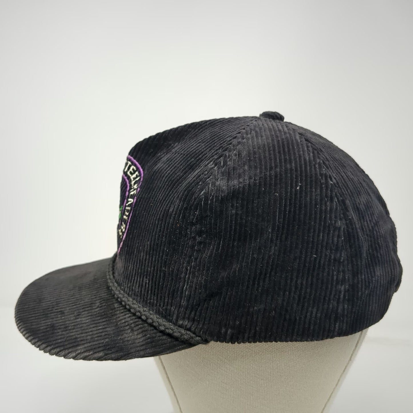 Ownco Trucker Black Hat One Size Corduroy Snapback Northwest Steelheaders Rope