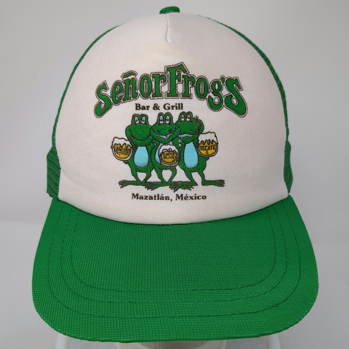 Señor Frog's Trucker Hat Green One Size Snapback Mesh Mazatlan Mexico Bar Grill