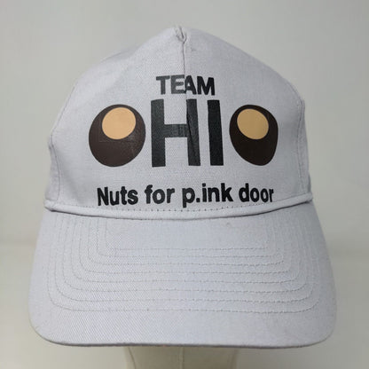Ultra Club Men's Strapback Hat Gray Graphic Logo Team Ohio Pink Door Logo Cotton