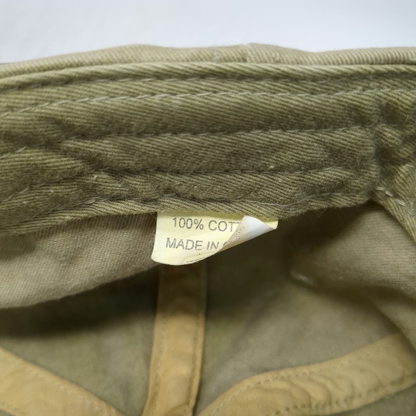 Adams Baseball Cap Beige Green Leather Strap Vermont Teddy Bear Hat Vintage