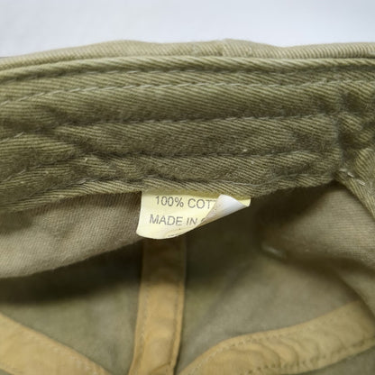 Adams Baseball Cap Beige Green Leather Strap Vermont Teddy Bear Hat Vintage