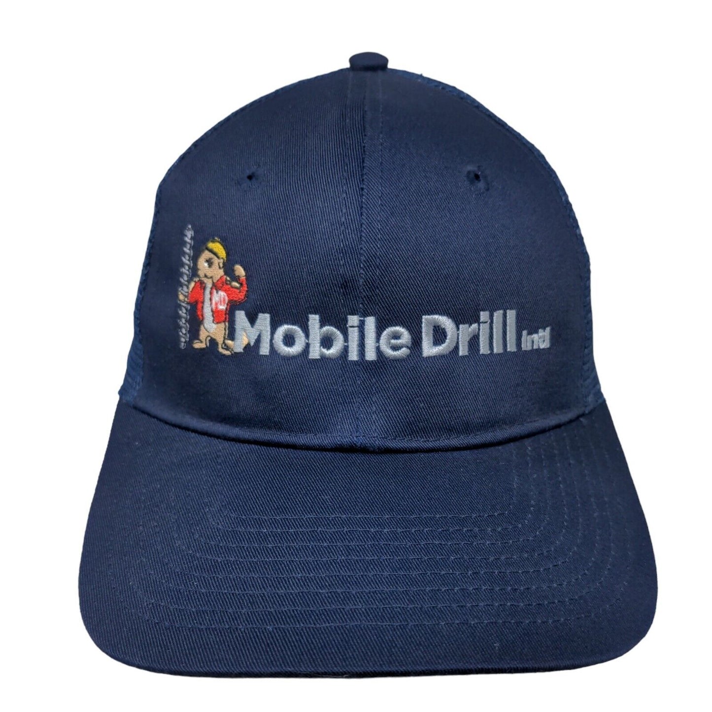 Mobile Drill Men's Snapback Mesh Back Hat Blue Embroidered Logo Polycotton Logo