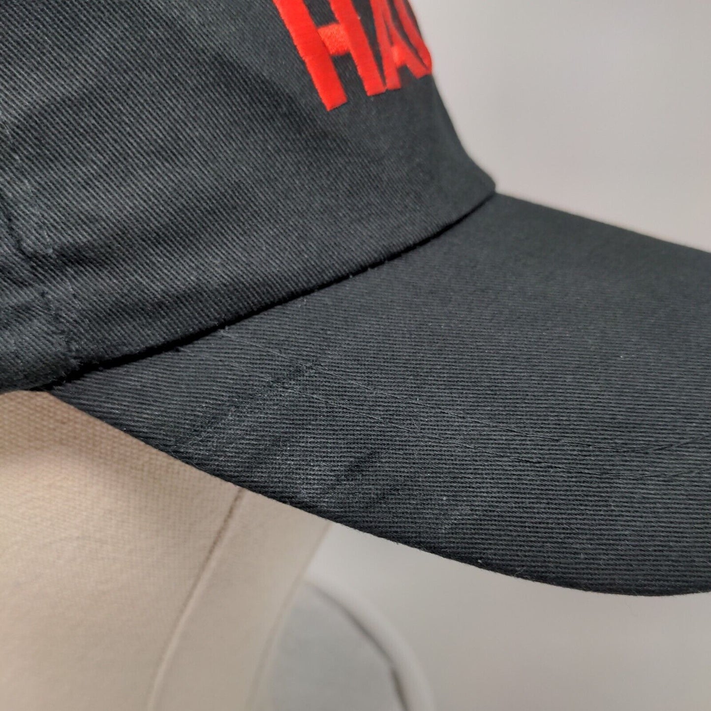 Halo Slideback Hat Black One Size Adjustable Embroidered Vented Holes 6 Panel
