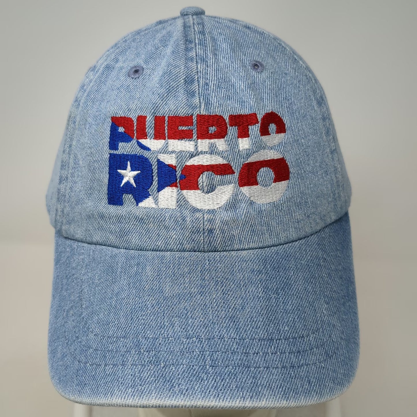 Headgear Puerto Rico Flag Blue Baseball Cap One Size Hat Slideback Denim Strap