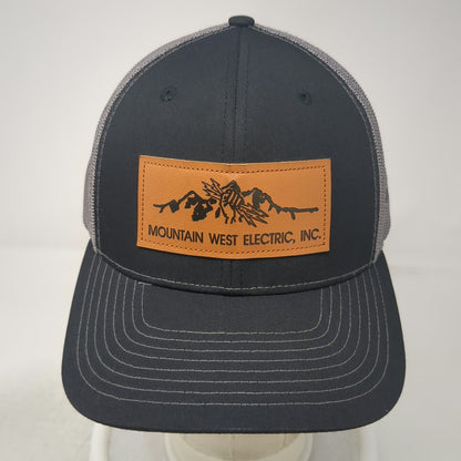 Richardson Trucker Hat Black Gray One Size Leather Patch Mountain West Electric