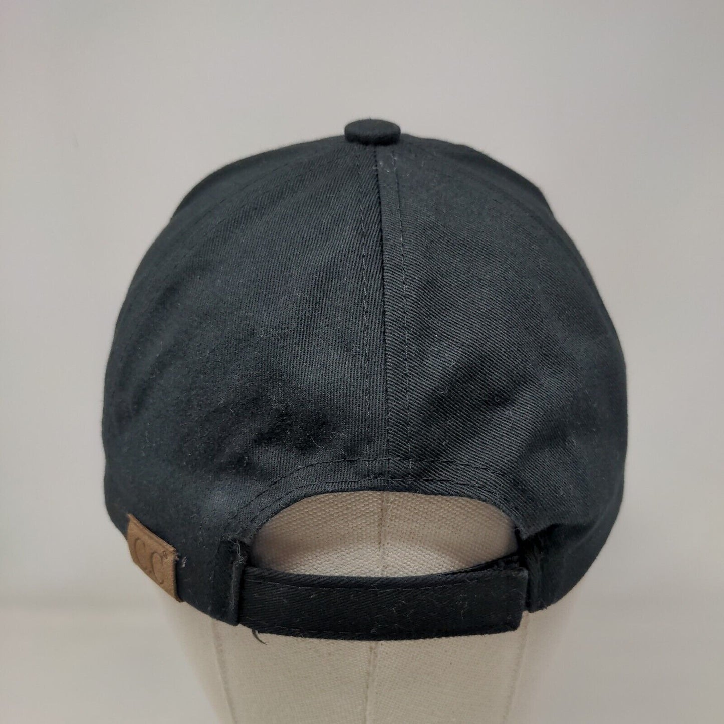 Happy Camper Strapback Hat Black One Size Embroidered C.C Exclusives
