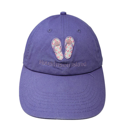 Hutchinson Island Strapback Hat Purple One Size Embroidered Flip Flops