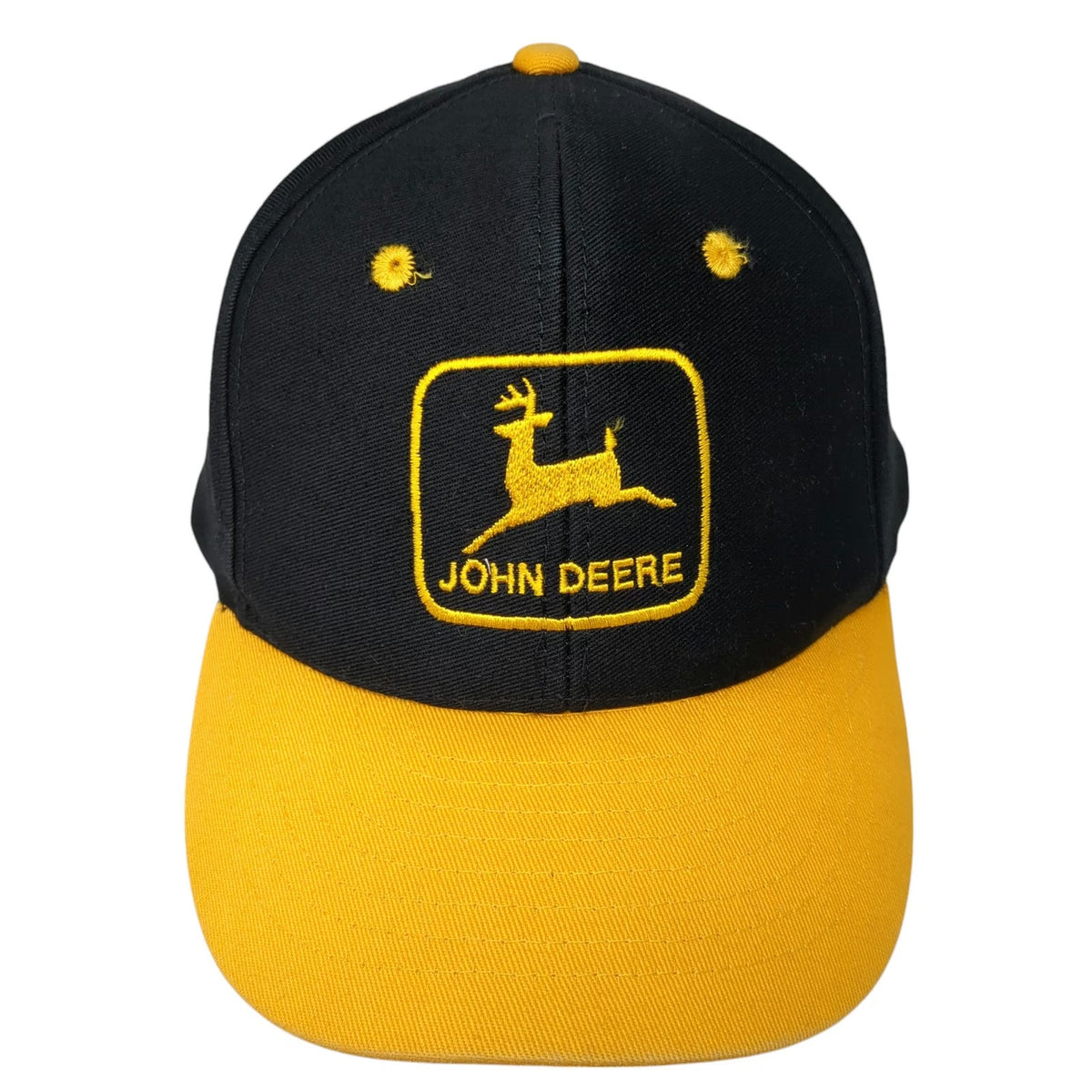 Mohr's John Deere Black Yellow OSFM Snapback Cap Cesco Equipment Hat Vintage