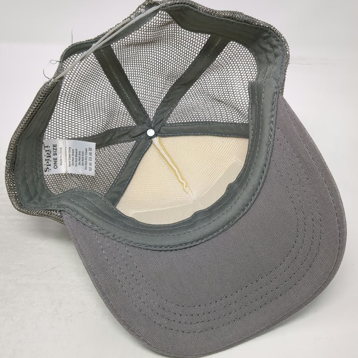 Spirit Trucker Hat Gray One Size Rock Hard Caulking Humor Slogan Mesh Snapback