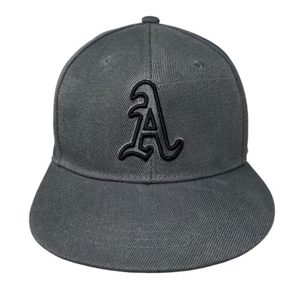 Letter A Snapback Hat Gray One Size Adjustable Embroidered Solid 6 Panel
