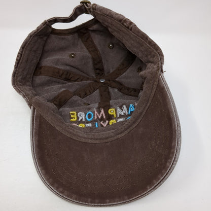 Camp More Worry Less Slideback Hat Brown One Size Solid Embroidered