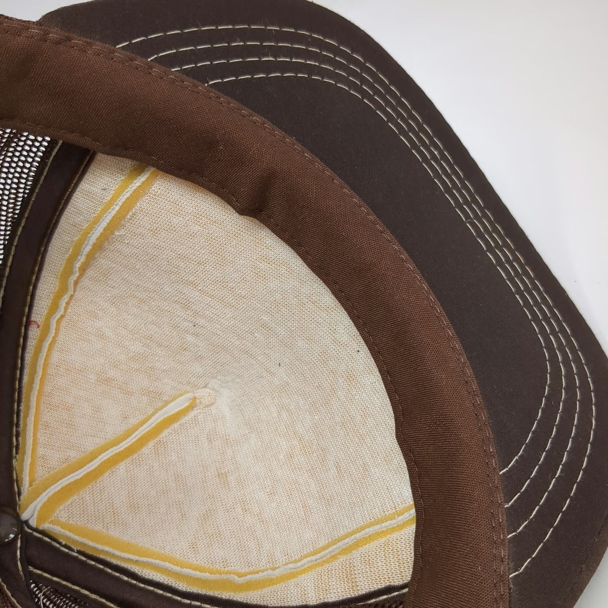 Young An Trucker Hat Brown White One Size Mesh Back Snapback 5 Panel Landscape