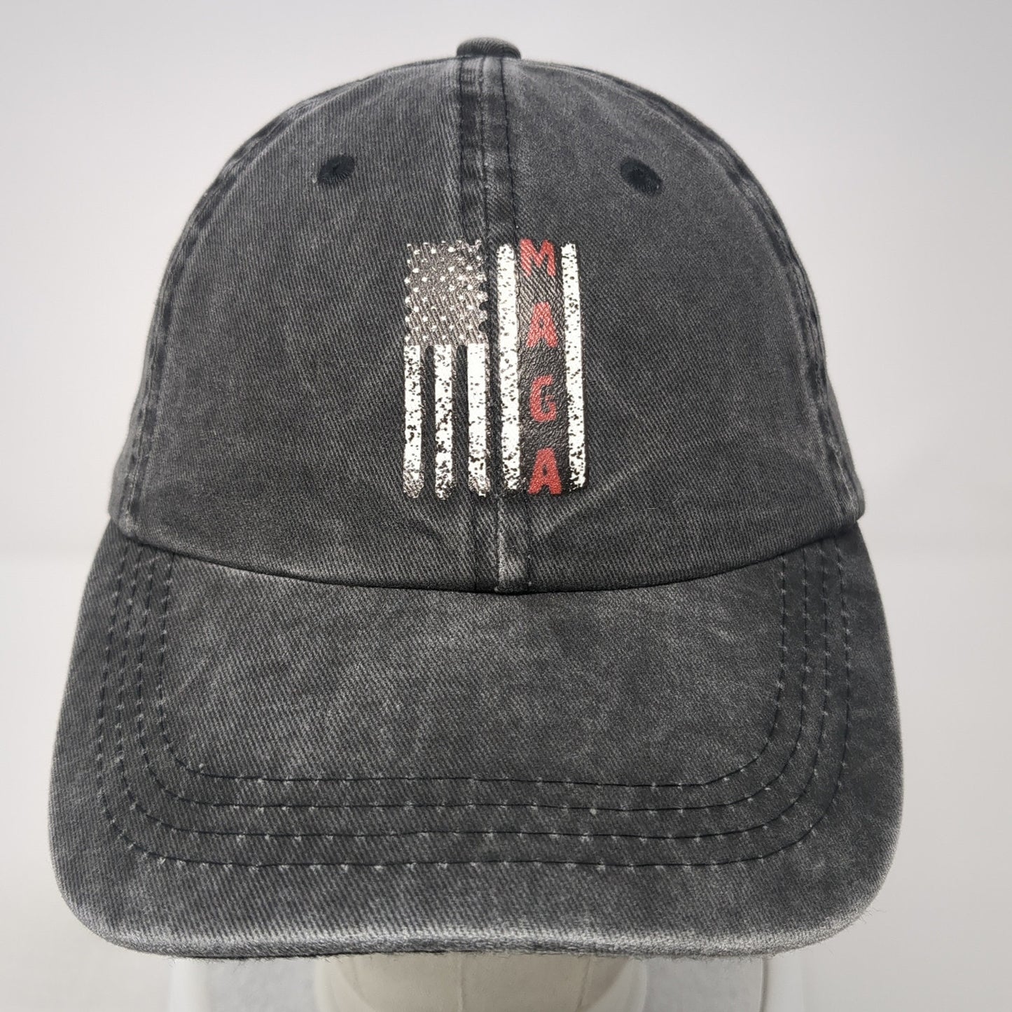 MAGA American Flag Slideback Hat Gray One Size Adjustable Ponytail