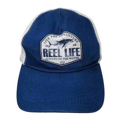 Reel Life Snapback Mesh Back Trucker Hat Blue OSFM Colorblock