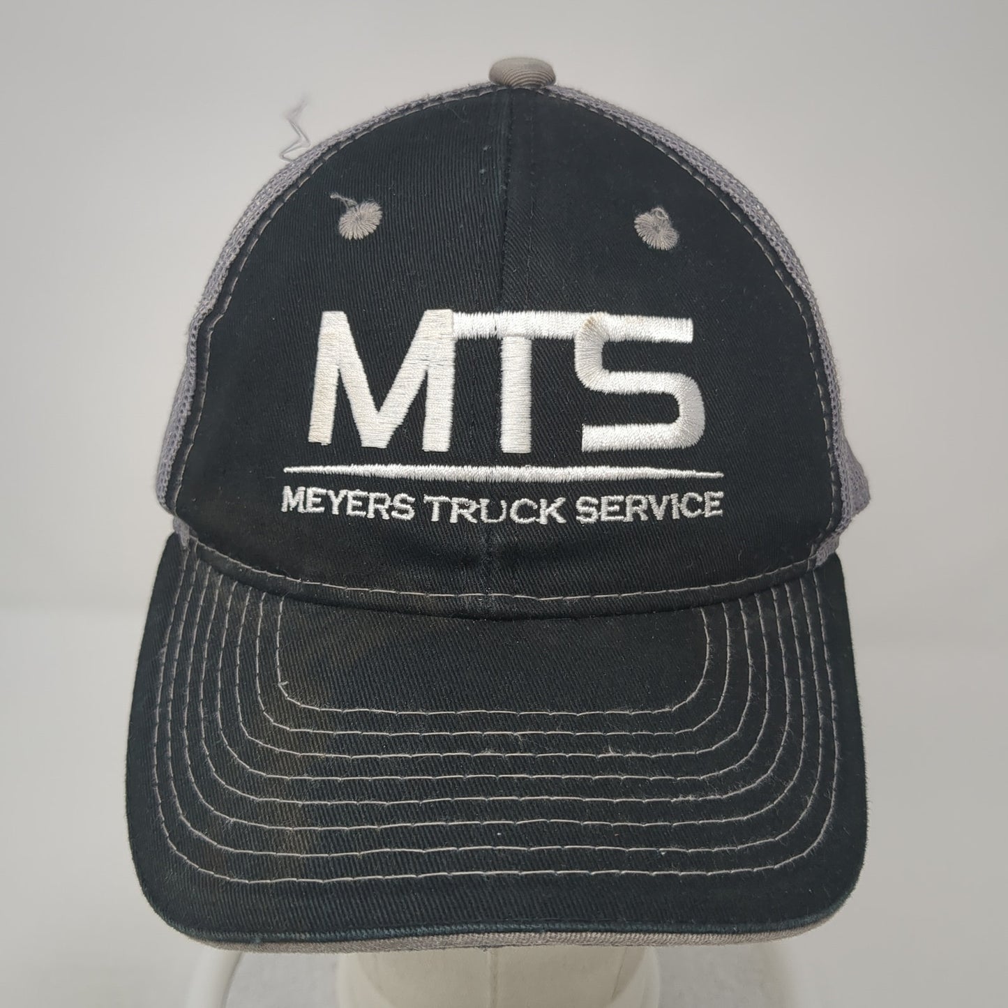 MTS Meyers Truck Service Trucker Hat Black OS Adjustable Mesh Back Outdoor Cap