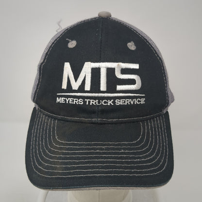 MTS Meyers Truck Service Trucker Hat Black OS Adjustable Mesh Back Outdoor Cap