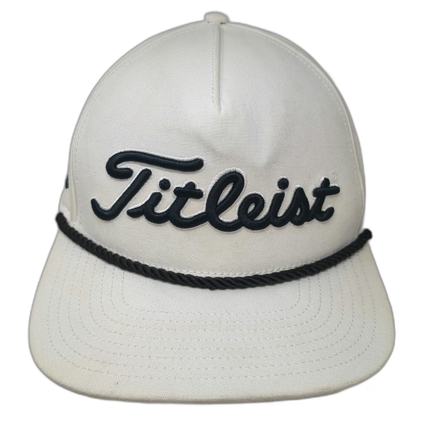 Titleist 5 Panel White Hat One Size Rope Snapback Golf Pro V1 FootJoy Embroidery