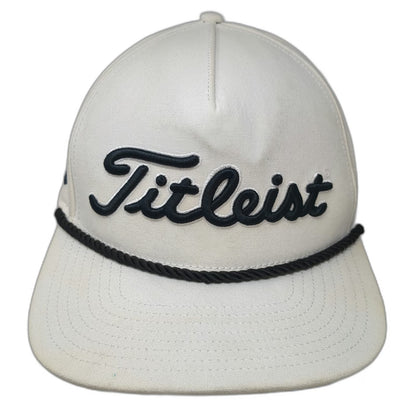 Titleist 5 Panel White Hat One Size Rope Snapback Golf Pro V1 FootJoy Embroidery