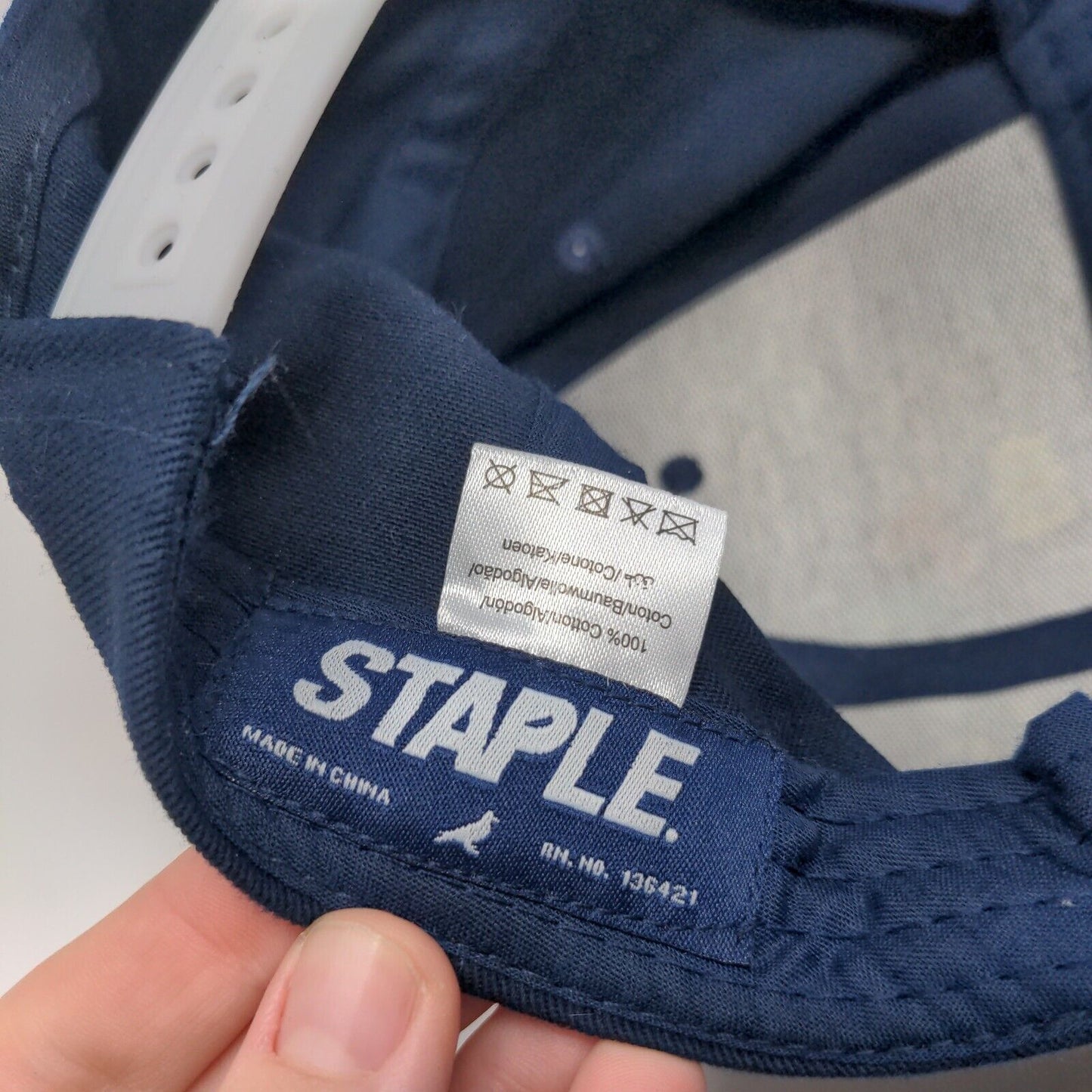 Staple Snapback Hat Blue One Size Adjustable Embroidered 6 Panel Cotton