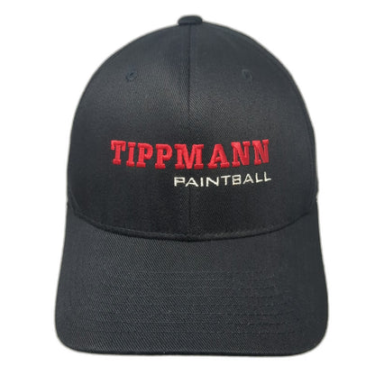 Flexfit Baseball Cap Black XL Tippmann Paintball Embroidered Logo Fitted Hat