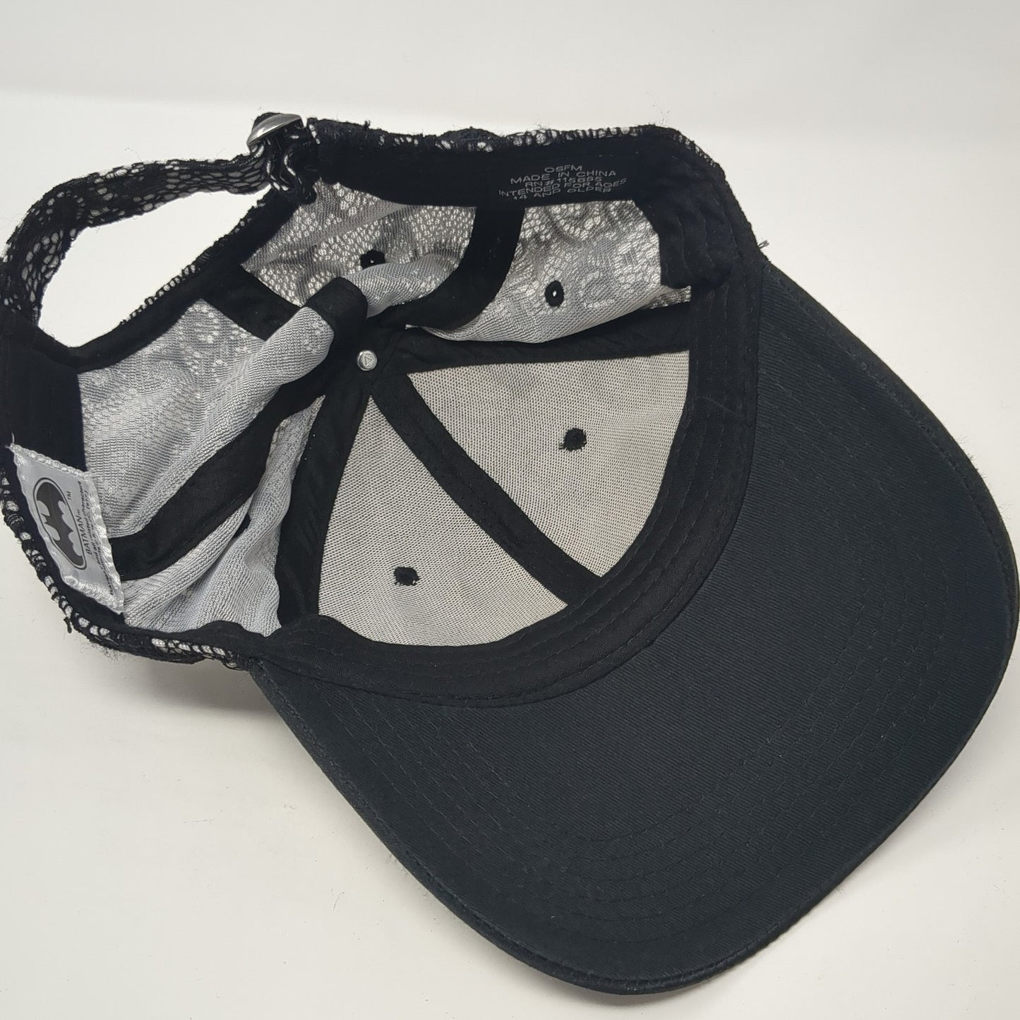 Batman Logo Patch Slideback Hat Black One Size Adjustable DC Comics