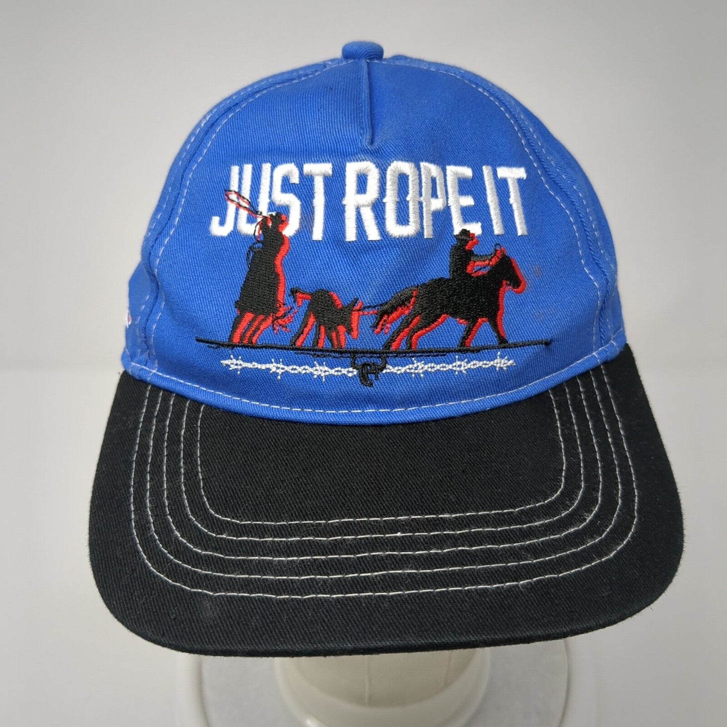 Just Rope It Strapback Hat Blue Youth One Size Adjustable Cowboy Hardware