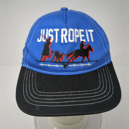 Just Rope It Strapback Hat Blue Youth One Size Adjustable Cowboy Hardware