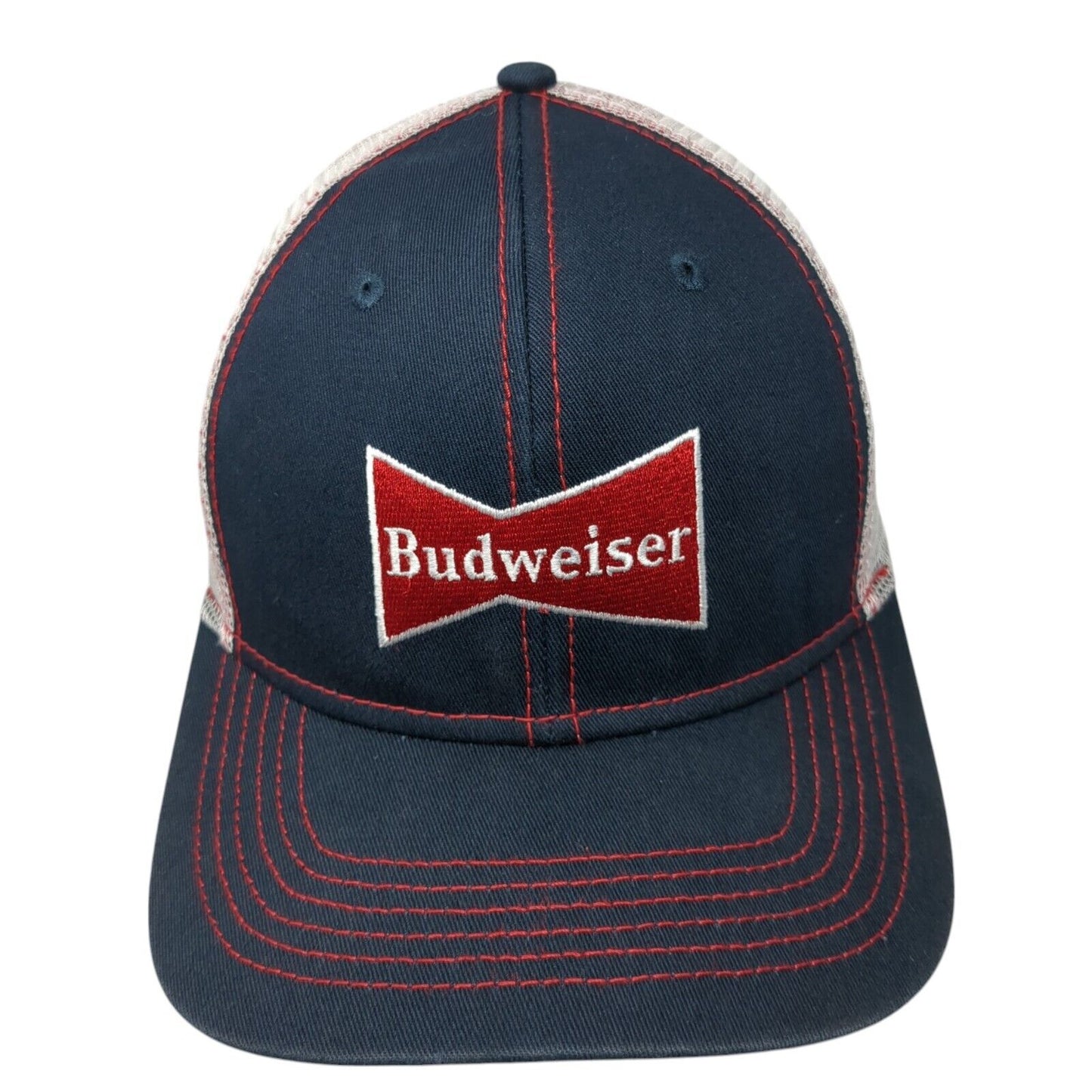 Budweiser Snapback Trucker Hat Blue One Size Adjustable Mesh Back Cotton