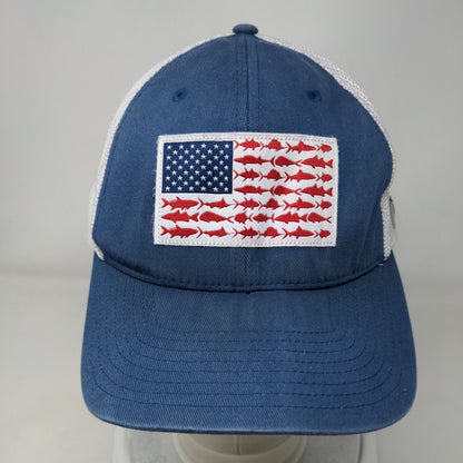 Columbia PFG Fitted Trucker Hat Blue L/XL Embroidered Mesh Back 6 Panel